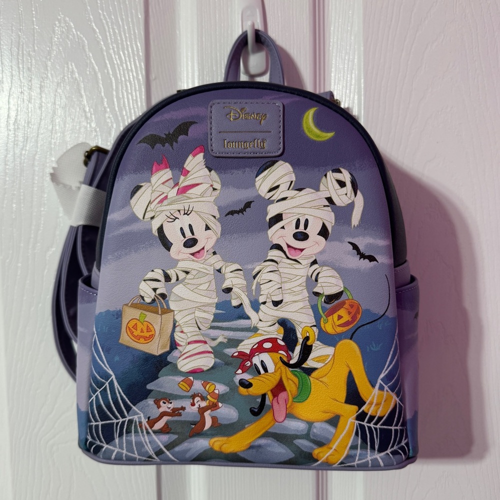Loungefly Halloween Backpack with Purple and Black Design